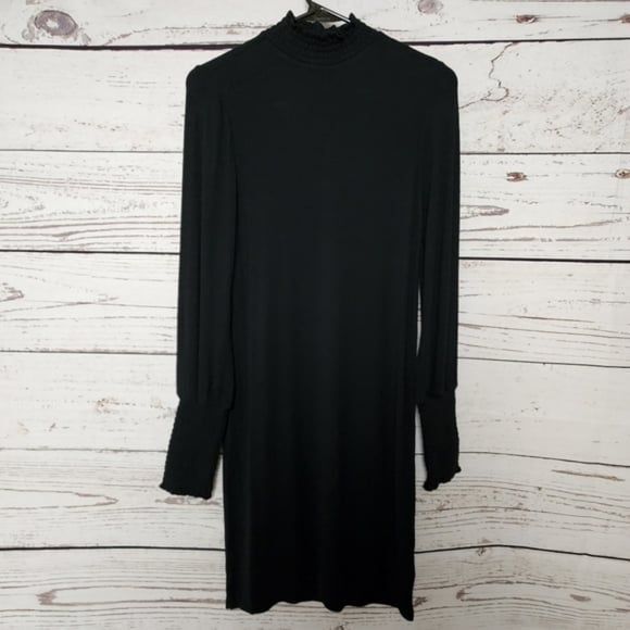 One One Six Black Long Sleeve Rayon Dress Large NWT - Picture 2 of 4